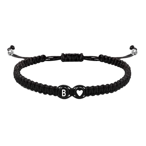 Armband mit Anfangsanhänger, Anfangsarmband für Damen - Armbänder für Paare mit Herz-Design | Initialarmband Herren verstellbar mit 26 Buchstaben | Geflochtenes Kordelarmband, riferimento alla von Generic