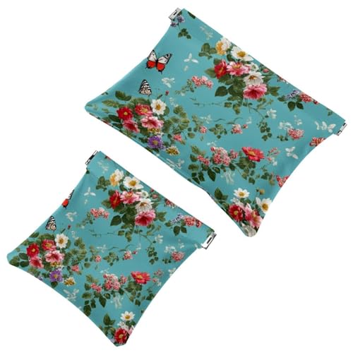 Art Butterfly-1046 Kosmetiktasche für Geldbörsen, wasserdichte Make-up-Tasche, Kosmetiktasche, tragbar, ohne Reißverschluss, 2 Stück, Mehrfarbig 02, A：7.1x5.8in/18x14.8cm，B:4.7x4.5in/12x11.5cm von Generic
