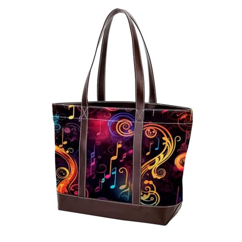 Artistic Notes-154 Tragetaschen, strapazierfähiges Leder-Leinen, Geldbörsen und Handtaschen für Damen, Tragegriff oben, Hobo-Taschen von Generic