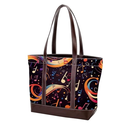 Artistic Notes-163 Tragetaschen, strapazierfähiges Leder-Leinen, Geldbörsen und Handtaschen für Damen, Tragegriff oben, Hobo-Taschen von Generic
