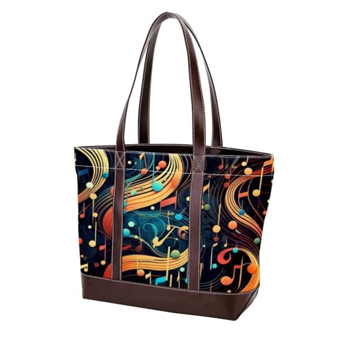 Artistic Notes-175 Tragetaschen, strapazierfähiges Leder-Leinen, Geldbörsen und Handtaschen für Damen, Tragegriff oben, Hobo-Taschen von Generic