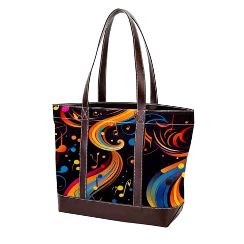 Artistic Notes-184 Tragetaschen, strapazierfähiges Leder-Leinen, Geldbörsen und Handtaschen für Damen, Tragegriff oben, Hobo-Taschen von Generic
