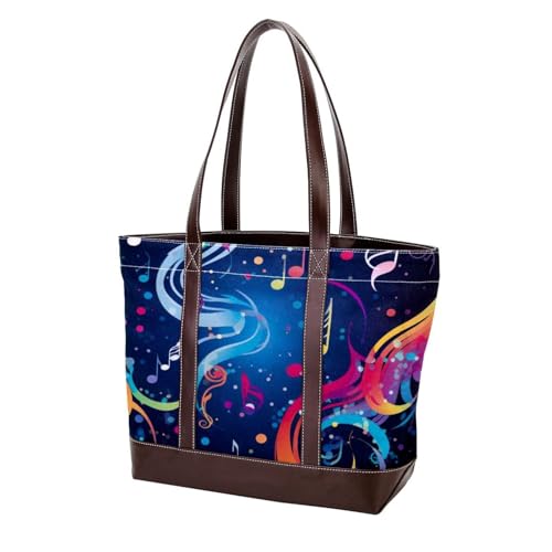 Artistic Notes-193 Tragetaschen, strapazierfähiges Leder-Leinen, Geldbörsen und Handtaschen für Damen, Tragegriff oben, Hobo-Taschen von Generic