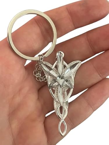 Arwen Schlüsselanhänger Anhänger Farbe Silber kompatibel mit Herr der Ringe Abendstern Aragorn Gadget Zubehör Geschenkidee Magie Fantasy Cosplay, silber, One size von Generic