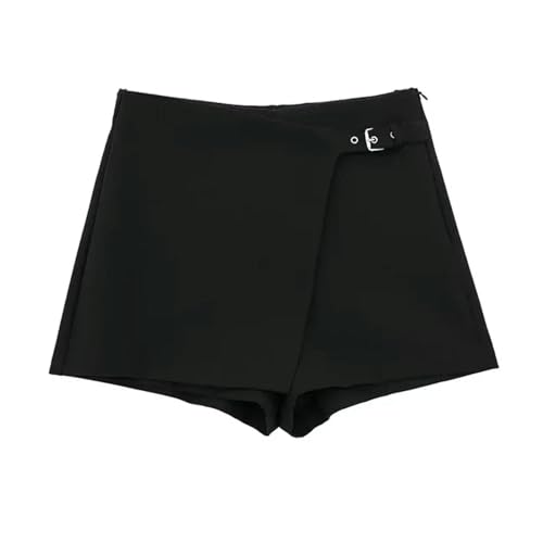 Asymmetrische Shorts-Röcke mit Lasche für Damen, hohe Taille, seitlicher Reißverschluss, Damen-Skort, modisch, wie abgebildet, L von Generic