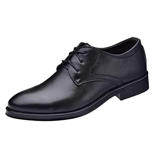 Atmungsaktive Bequeme Business-Schnürschuhe für die Arbeit, Freizeit, einfarbige Lederschuhe für Herren Herren Schuhe 46 Schwarz (Black, 39) von Generic