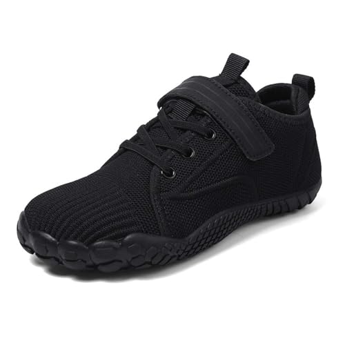 Atmungsaktive Hallenschuhe Kinder Hallenturnschuhe Jungen -Klettverschluss Sneaker Mesh Turnschuhe Soft Sportschuhe Leicht Wanderschuhe Einfarbig Laufschuhe Sport Schuhe für Teenager 5-14 Jahre von Generic
