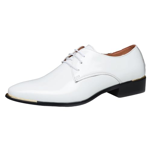Atmungsaktive Herren Lederschuhe Business Elegant Schnürer mit Weicher Sohle für Komfortable Tagestragedauer (White, 41) von Generic