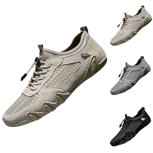 Atmungsaktive und Bequeme Barfußschuhe für den Alltag (Unisex) Sommer Mesh + Leder Atmungsaktive Wanderschuhe von Generic