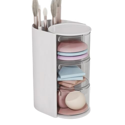 Aufbewahrungsbox für Make-up, Kosmetik, Puff-Halter für Schublade, Make-up-Schubladen-Organizer mit großer Kapazität, Kosmetik-Organizer, Rot von Generic