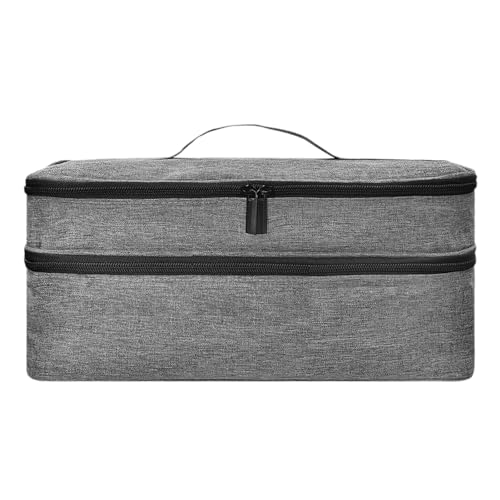 Aufbewahrungstasche für Lockenwickler, Canvas-Tasche für Lockenwickler, Tragetasche für Haartrockner, doppellagig, Organizer für Haarstyling-Werkzeuge, Grau, Consulte la descripción, Siehe von Generic