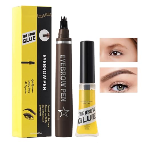 Augenbrauenstift, Augenbrauenstift - Augenbrauenstift Anti-Flecking | Flüssiger Augenbrauenstift für Augenbrauen Make-up Gabel, 4 Spitzen mit Augenbrauengel für Augenbrauen von Generic