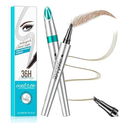 Augenbrauenstift mit 4 Spitze Micro Kopf, 3D Flüssiger Augenbrauen Microblading Stift, Langanhaltend Flüssiger Brauenstift, Wasserdicht Natürliche Make-up (#5 Hellbraun) von Generic