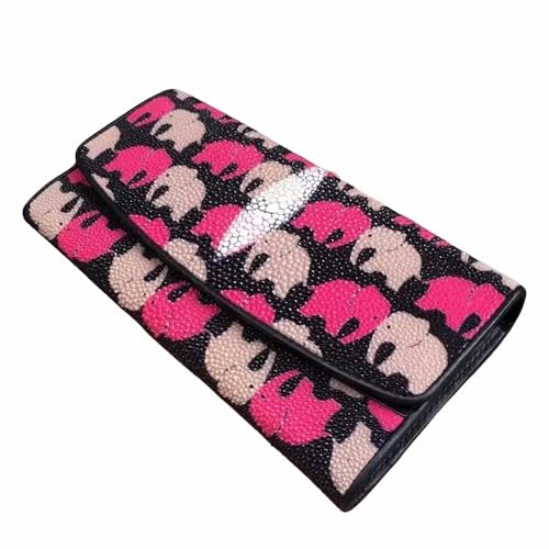 Authentische echte echte Stingray Skin Lady Long Trifold Wallet Echtes Leder Frauen Elefant Clutch Geldbörse Weiblich Große Kartenhalter, Pink, 19cm x 10cm x 3cm, Modischer Freizeit Authentische echte echte Stingray Skin Lady Long Trifold Wallet Echtes Leder Frauen Elefant Clutch Geldbörse Weiblich Große Kartenhalter, Pink, 19cm x 10cm x 3cm, Modischer Freizeit von Generic