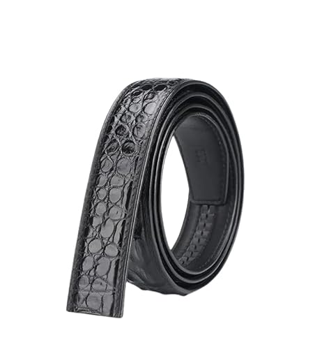 Authentischer Taillengürtel aus echtem Krokodilleder für Herren mit automatischer Schnalle, echtes exotisches Alligatorleder, männlich, schwarzbraune Riemen, Schwarz, 125 cm von Generic