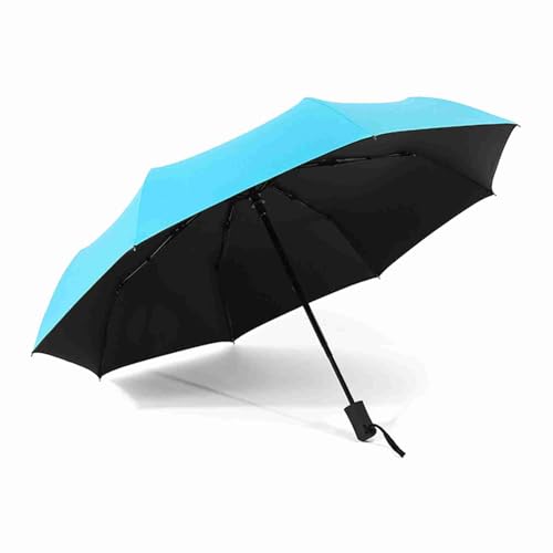 Automatischer Regenschirm, Kompakter Reiseschirm, Zusammenklappbar, Kleiner Regenschirm, Automatisch öffnender Faltschirm, Reiseschirme für Regen (Blue) von Generic