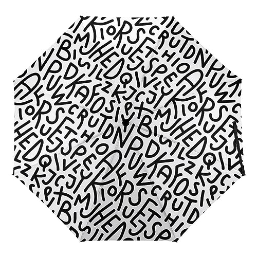 Automatischer Regenschirm Buchstaben-Muster Faltbare Regenschirme Leichte Winddichte Regenschirme Tragbare Reiseschirme von Generic