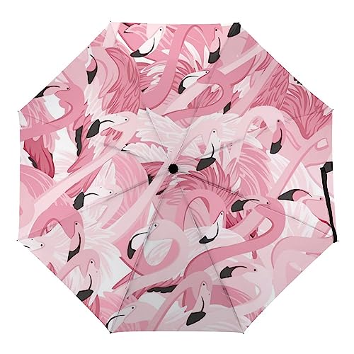 Automatischer Regenschirm Flamingo Faltbare Regenschirme Leichte Winddichte Regenschirme Tragbare Reiseschirme von Generic