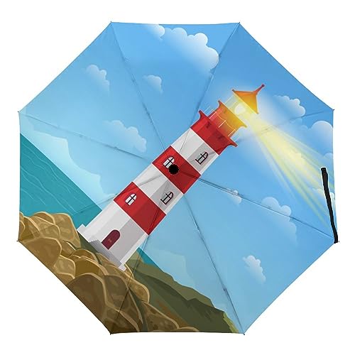 Automatischer Regenschirm Leuchtturm Faltbare Regenschirme Leichte Winddichte Regenschirme Tragbare Reiseschirme Automatischer Regenschirm Leuchtturm Faltbare Regenschirme Leichte Winddichte Regenschirme Tragbare Reiseschirme von Generic
