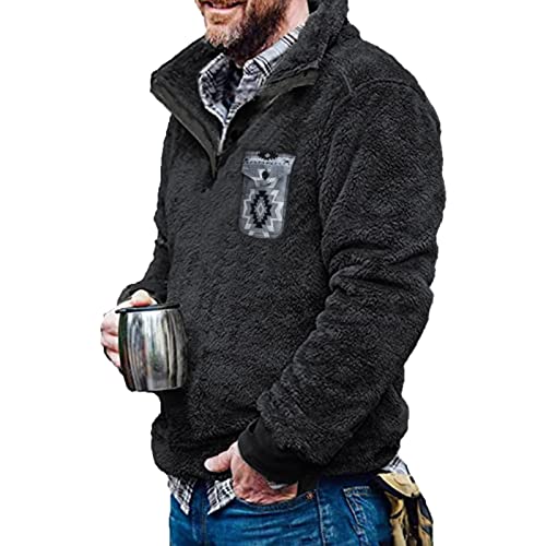 Aztec Fleece Pullover Herren Ohne Kapuze Fleecepullover mit Tasche Männer Teddy Fleecejacke Button down Sweatshirt Warm Vintage Winterpullover Fuzzy Sherpa Sweatpullover Dunkelgrau M Aztec Fleece Pullover Herren Ohne Kapuze Fleecepullover mit Tasche Männer Teddy Fleecejacke Button down Sweatshirt Warm Vintage Winterpullover Fuzzy Sherpa Sweatpullover Dunkelgrau M von Generic