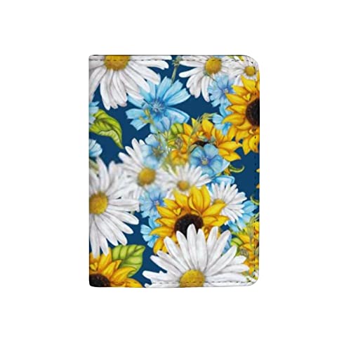 BALII Reisepasshülle, Gelb / Weiß, Sonnenblume und Gänseblümchen, Reisepassschutz für Damen und Herren, PU-Leder, Reise-Brieftaschen-Etui, Gelb Weiß Sonnenblume Gänseblümchen, 10x14x1.5 CM von Generic