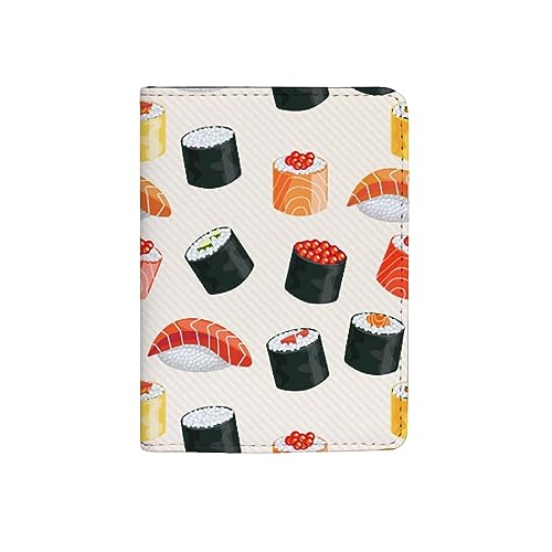 BALII Reisepasshülle Muster Sushi-Leder Passschutz für Damen Herren Reise Brieftasche Organizer Geschenk, Muster Sushi, 10x14x1.5 CM von Generic