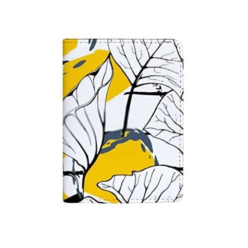 BALII Reisepasshüllen Halter Aquarell Weiß Gelb Blätter Reisepassschutz für Damen Herren PU Leder Reise Brieftasche Hülle Organizer, Aquarell Weiß Gelb Blätter, 10x14x1.5 CM von Generic