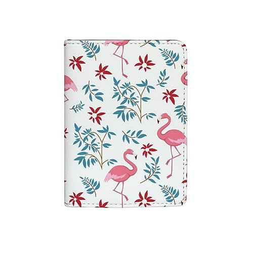 BALII Reisepasshüllen Halter Flamingo Blumen Rot Reisepassschutz für Damen Herren PU Leder Reise Brieftasche Hülle Organizer, Flamingo Floral Red, 10x14x1.5 CM von Generic