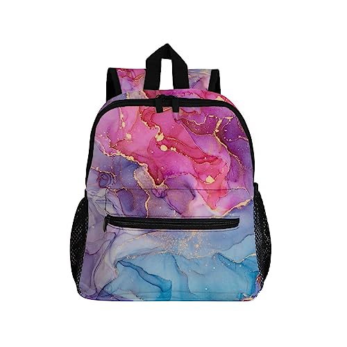 BALII Rosa Lila Blau Marmor Kinder Rucksack, Kleinkind Vorschultasche Kindergarten Schultasche Kindergarten Reisetasche für Mädchen Jungen, Rosa Lila Blau Marmor, 15.24 x 25.4 x 30.48 CM von Generic