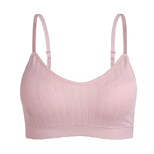 BH Br𝐞Iter Rü𝐜ken Frauen Casual Underwireless Gathering Soild Color Unterwäsche Base Wrap Sport-BH-Weste Damen Bust𝐢er G𝐞P𝐨Ls𝐭Ert (Pink, One Size) von Generic
