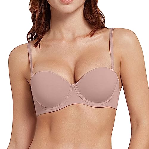BH Damen Trägerloser BH Super Push up Extrem BH Große Größen mit Bügel Geformte Comfy Multiway Strapless Bra Starker Halt von Generic