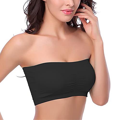 BH Damen ohne Bügel Trägerloser Damen-BHS Sexy Bandeau Bustier Soft Bequemer Bralette Stretch Klassische Bra Trägerlos Starker Halt Tops Alltag Dessous Sale Angebote Schwarz M von Generic