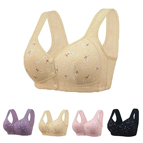 BH Damen ohne bügel, Bustier Damen gepolstert, Charm-Daisy-BH für Frauen Bequemer Frontknopf-BH für Frauen kabelloser Baumwoll-BH für die Mutter Push up von Generic