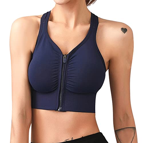 BH Push Up Frauen Sport-BH Active Yoga Sport-BHS Weste Style Sports Base Unterwäsche Kompressions BH Nach Brust Op (Navy, XL) von Generic