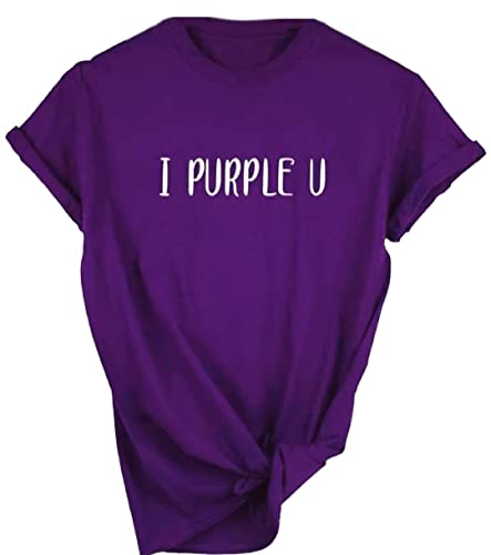 BTS T-Shirts für Frauen Ärmel Brief Gedruckt Niedlich T-Shirt K Pop Merchandise Lila Schwarz Weiß S M L XL XXL - Violett - Mittel von Generic