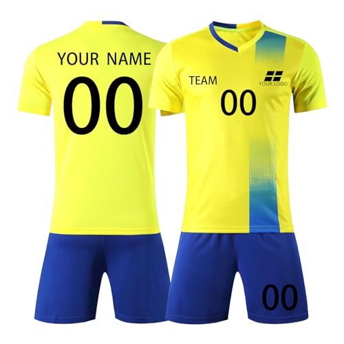 BVB Personalisiertes Fußball Trikot Kinder Personalisiert Trikot mit Namen Nummer Team und Logo Herren/Junge Football Training Tshirts Shorts und Socken Anzug A99 XX-Large von Generic