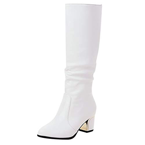 Baby 20 Stiefel Snow Knie Mode Absatz High warm High sexy Stiefel Frauen Winter Damenstiefel Damen Schuhe Keilabsatz Elegant (White, 37) von Generic