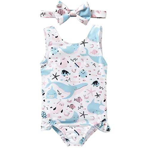 Baby-Badeanzug-Junge Mode Kinder 02Y Geraffte Kleinkind Cartoon Print Badeanzug Sommer Mädchen Bademode Kleidung Baby Mädchen Bademode Bikini Gr. (White, 0-6 Months) von Generic