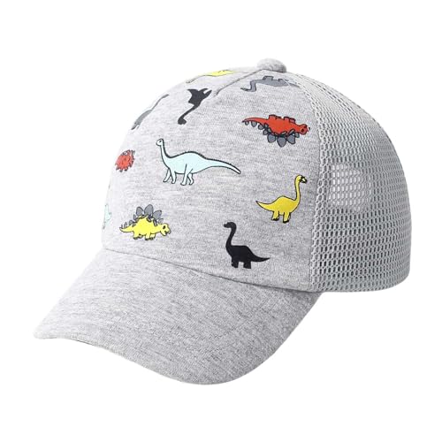 Baby Basecap Dinosaurier Baseball Cap Mesh Atmungsaktiv Baseballkappe Verstellbar Baseballcap Anti-UV Sonnenhut Sommer Sommermütze für Kinder Jungen Mädchen 0-5 Years (A02 Grau, 1-3 Year) von Generic