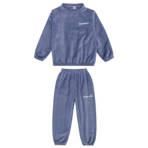 Baby Flannel Zweiteiliger Schlafanzug Kleinkind Kinder Mädchen Jungen Niedliche Pyjama Set Herbst Winter Fleece Schlafanzüge Nachtwäsche Set 50 (Grau, 13-14 Years) von Generic