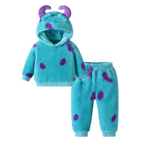 Baby Junge Mädchen Hai Kostüm Plüsch mit Kapuze Strampler Cute Animal Cosplay Jumpsuit Weihnachten Herbst Winter Kleidung (Outfits-Blue, 3-4 Years) von Generic