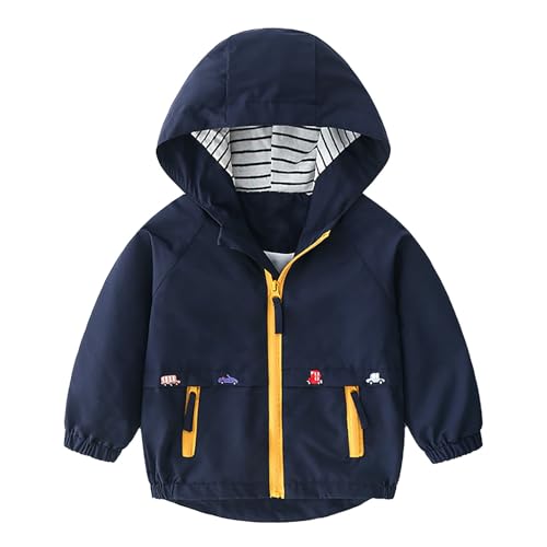 Baby Junge Regenjacke Süße Autodrucken Softshelljacke mit Reißverschluss Kapuze Langarm Jacke Leicht Übergangsjacke Winddicht Mäntel Sportjacke Outdoor (Blue, 12-18 Months) von Generic