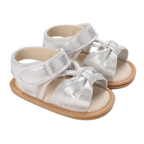 Baby Kleinkind Mädchen Sandalen Weiche Offene spitze Sommer Sandalen Flache Schuhe Für Den Sommer Comfortabel Licht Flexibel en Atmungsaktive (Silver, 19 Infant) von Generic