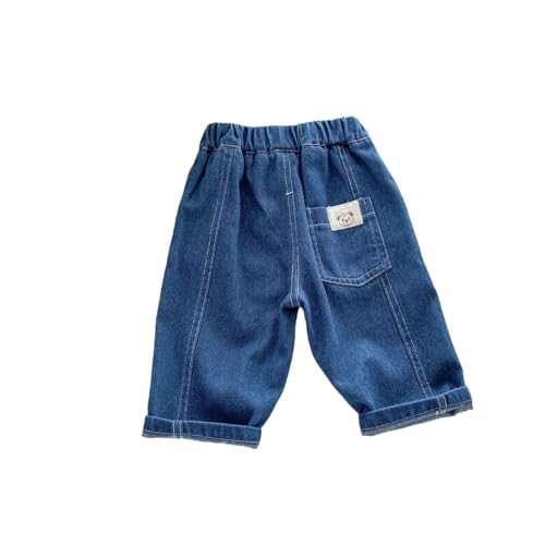 Baby Mädchen Denim Jeans Kleinkind Kinder Hosen Jeans Gummizug Denim Hosen Baby Outdoorhose Breite Hose High Waist Freizeithose Y2k Wide Leg Jeanshose (Blue-3, 4-5 Years) von Generic