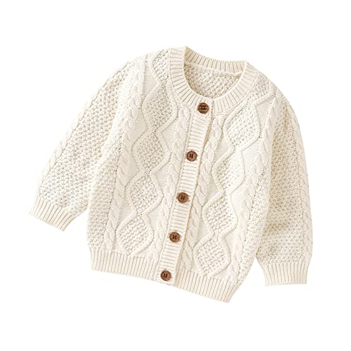 Baby Mädchen Junge Strickjacke Pullover Warme Pullover Tops Kleinkind Infant Feste Oberbekleidung Jacke Mantel Outfit Kleidung Weste Mädchen (White, 0-3 Months) von Generic