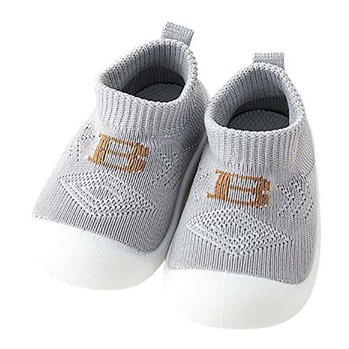 Baby Mädchen Jungen Kinder Freizeitschuhe Briefdrucke Mesh Soft Bottom Atmungsaktive Slip On Sportschuhe Socken Schuhe Mädchen High Heels (Grey, 6-9 Months) von Generic