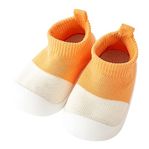 Baby Mädchen Jungen Kinder Freizeitschuhe Mesh Soft Bottom Atmungsaktive Slip On Sportschuhe Socken Schuhe Kleinkind Schuhe Mädchen (Orange, 6-9 Months) von Generic