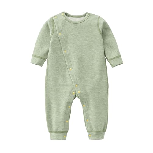 Baby Mädchen Schlafstrampler Langarm Warm Strampler Neugeborene Schlafanzug mit Knöpfen Jungen Schlafoverall Einfarbig Baumwolle Pyjama Gefütterte Ohne Füße Overall Strampler (Green, 18-24 Months) von Generic