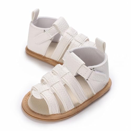 Baby Mädchen Sommer Sandalen Outdoor Strand Anti Slip Gummi Weiche Sohle Neugeborenen Kleinkind Schuhe Baby Sandalen 0 12 Monate Mädchen Antirutsch Schuhe Baby (White, 20 Infant) von Generic