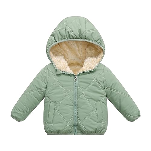 Baby Mädchen Steppjacke Regular Fit Unifarben PolyesterHerbst Winter Fleece Jacke Mit Kapuze Reißverschluss Kapuzenmantel Umhangjacke Dicke Warme Kleidung Wintermäntel1 bis 7 J (Green, 4-5 Years) von Generic